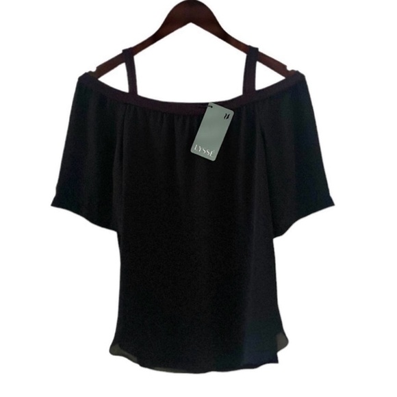 Lysse Anika Black Short Sleeve Cold Shoulder Top Size Small - Picture 4 of 4